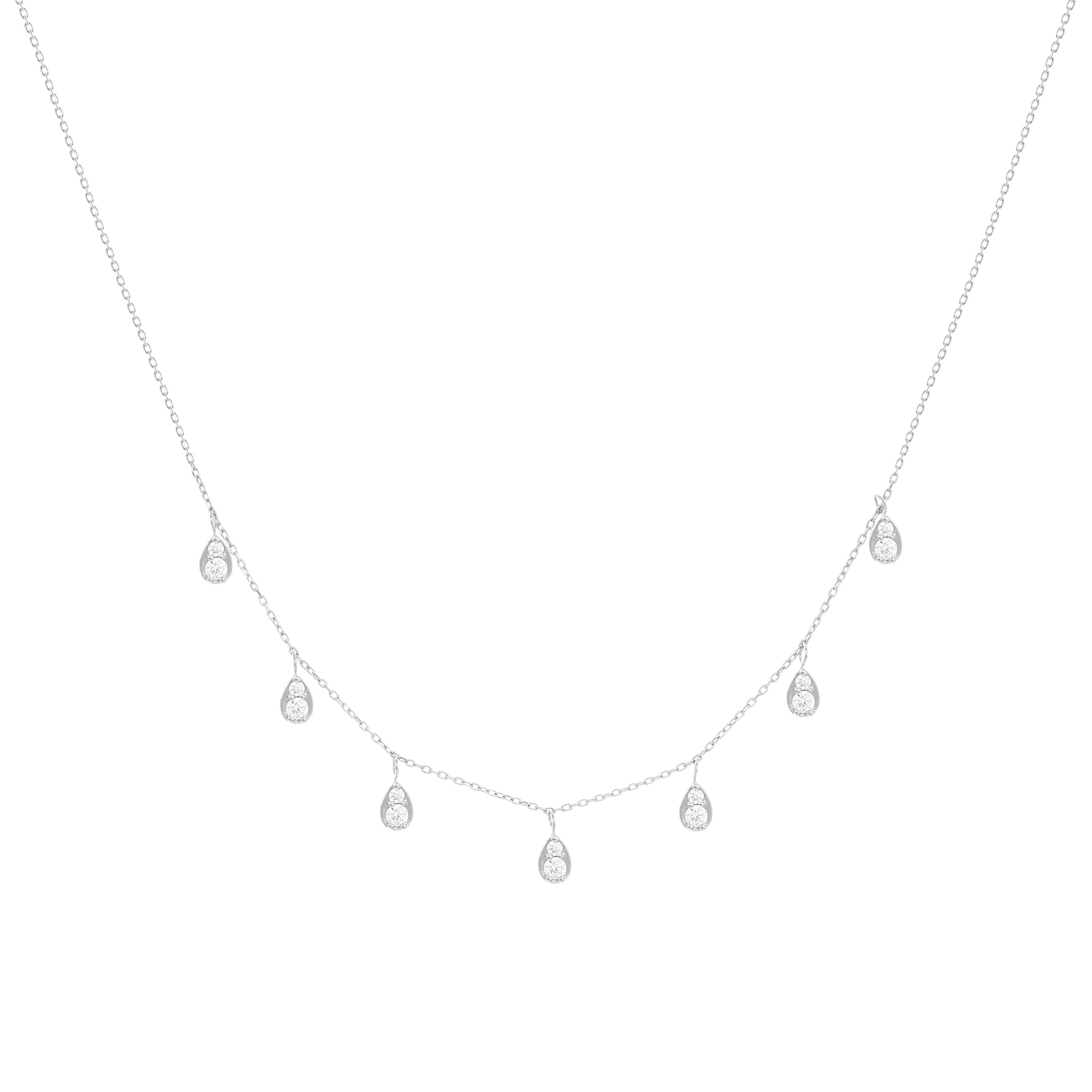 Dangling pear necklace in 18k white gold