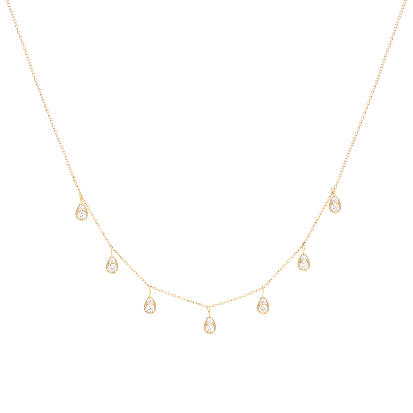 Dangling pear necklace in 18k yellow gold