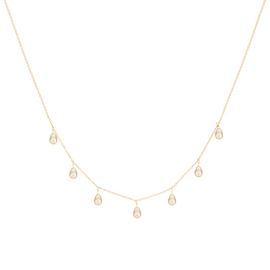 Dangling pear necklace in 18k yellow gold