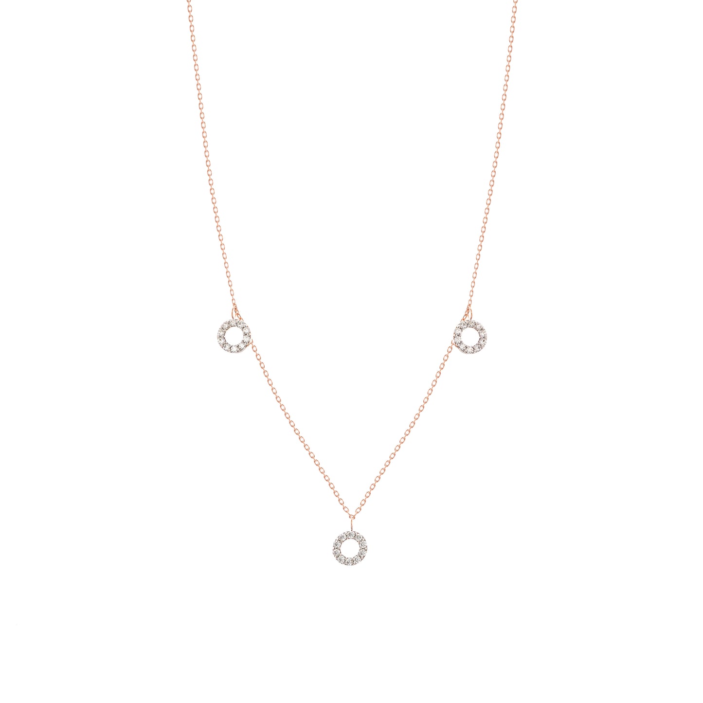 Dangling Diamond Round Necklace in 18k Rose Gold