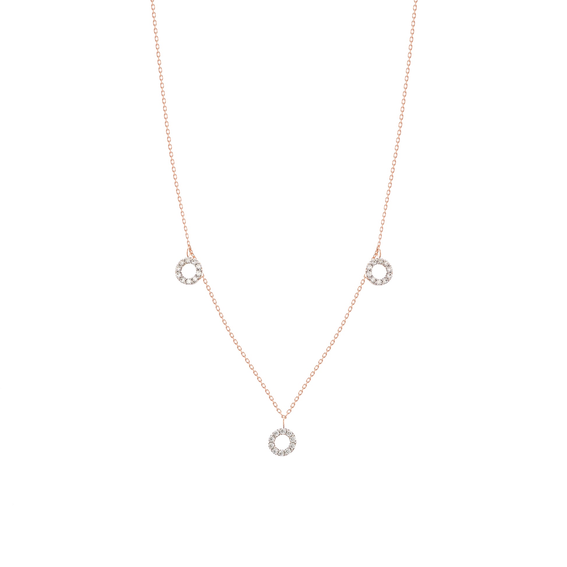 Dangling Diamond Round Necklace in 18k Rose Gold