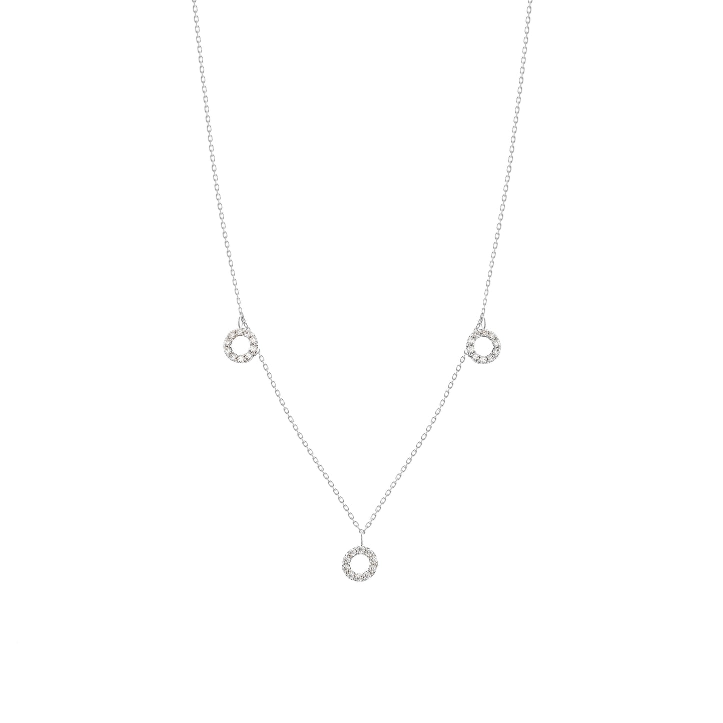 Dangling Diamond Round Necklace in 18k White Gold