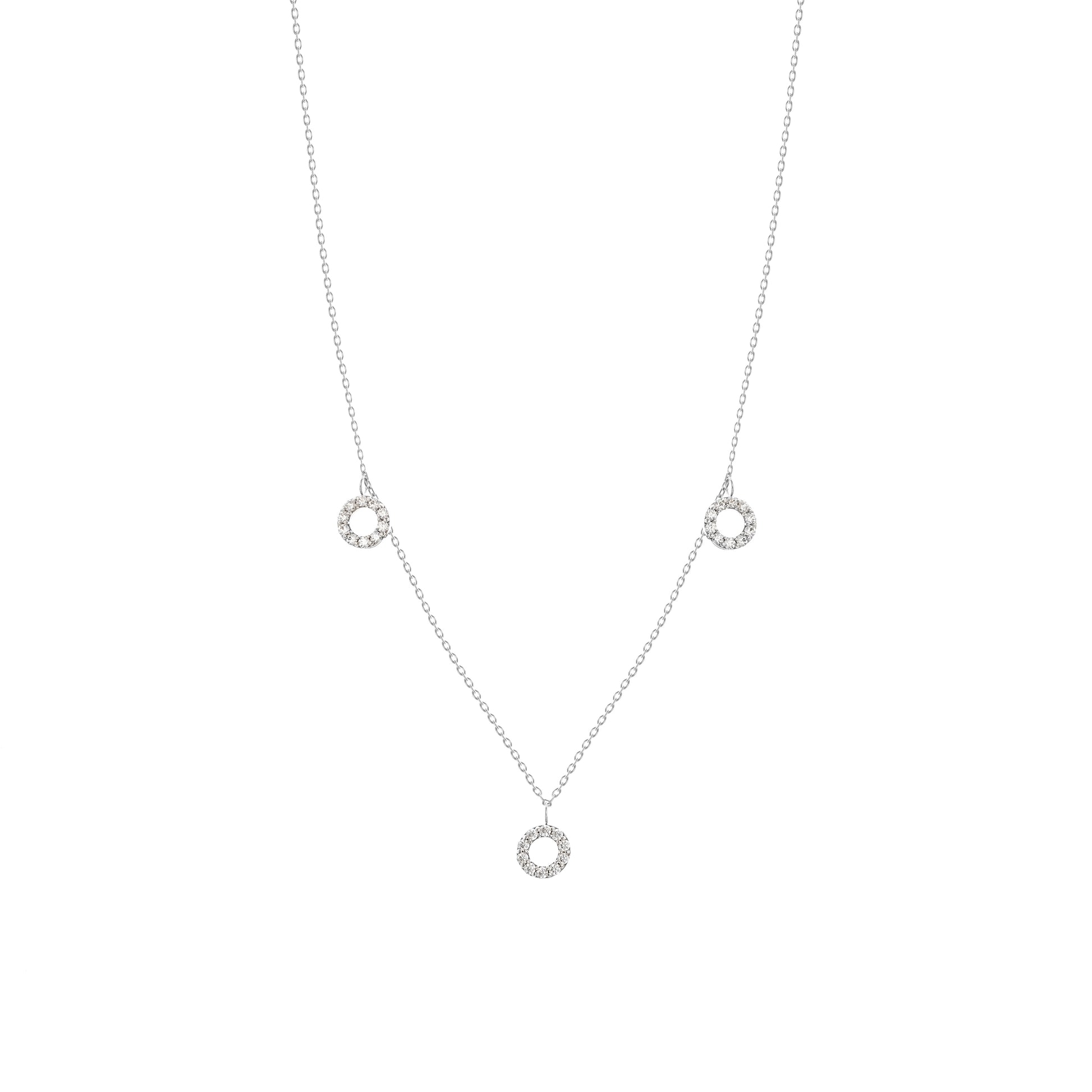 Dangling Diamond Round Necklace in 18k White Gold