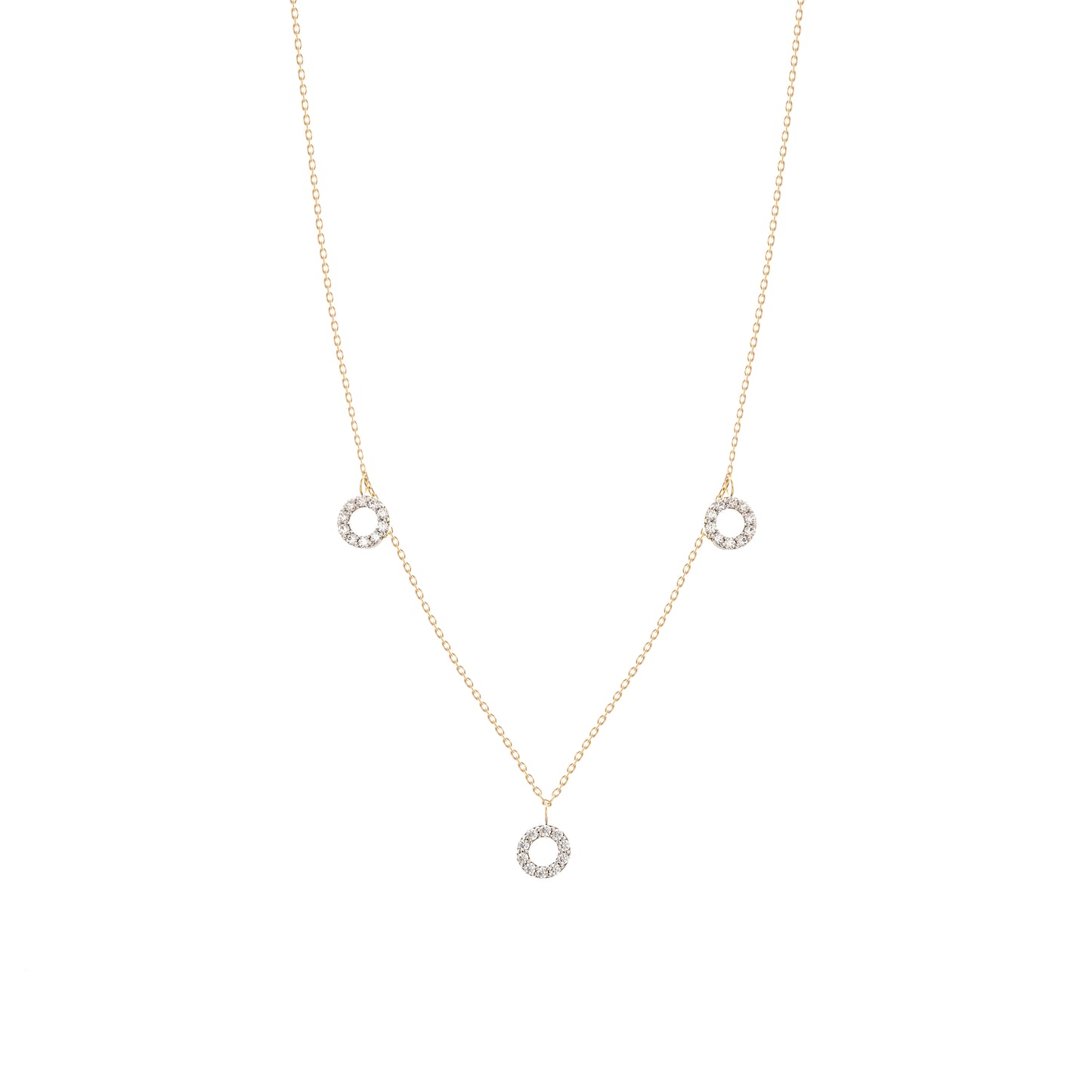 Dangling Diamond Round Necklace in 18k Yellow Gold