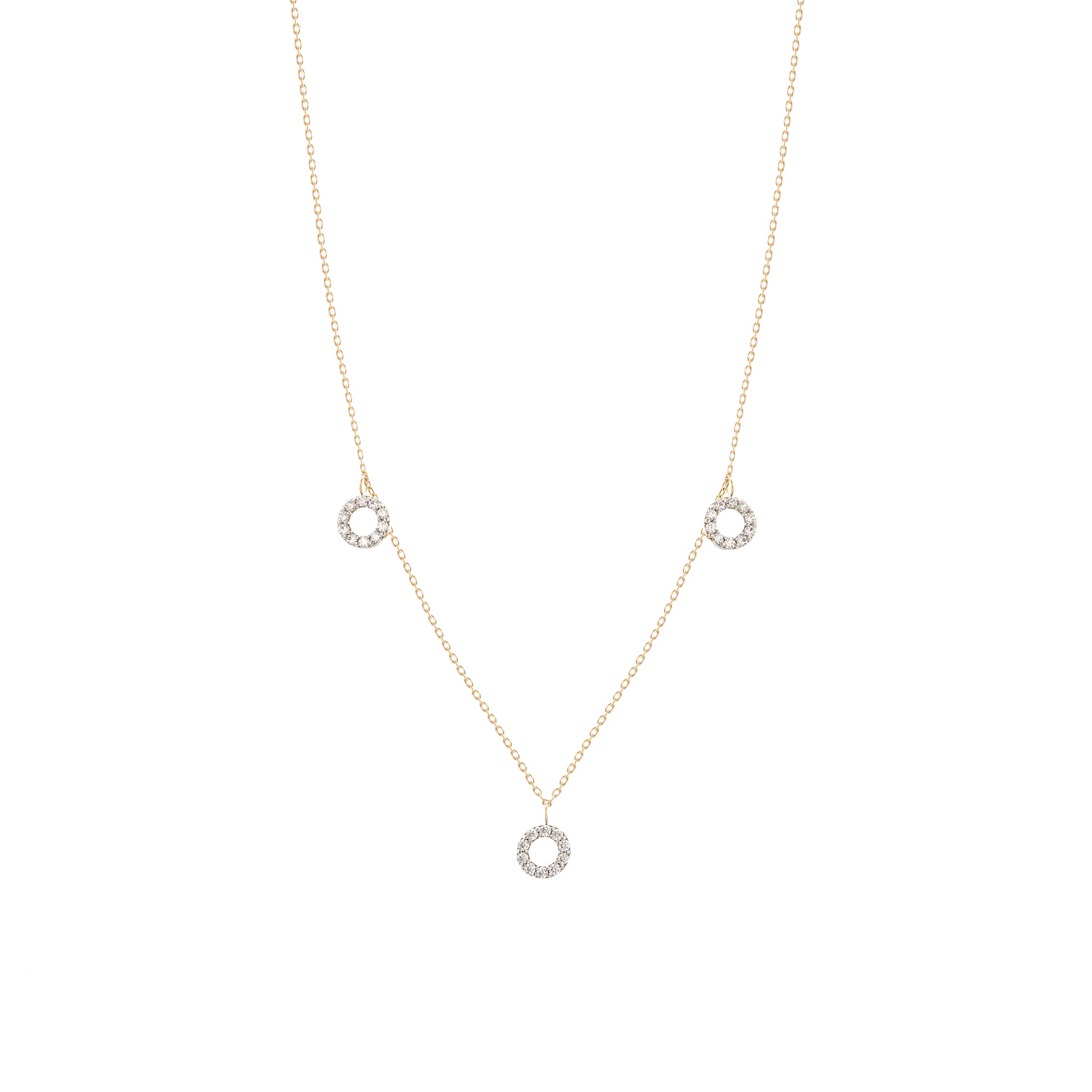 Dangling Diamond Round Necklace in 18k Yellow Gold