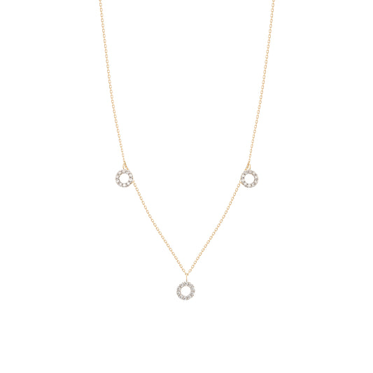 Dangling Diamond Round Necklace in 18k Yellow Gold