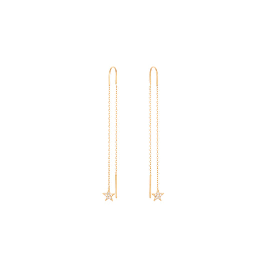 Dangling Star Earrings 18k Yellow Gold