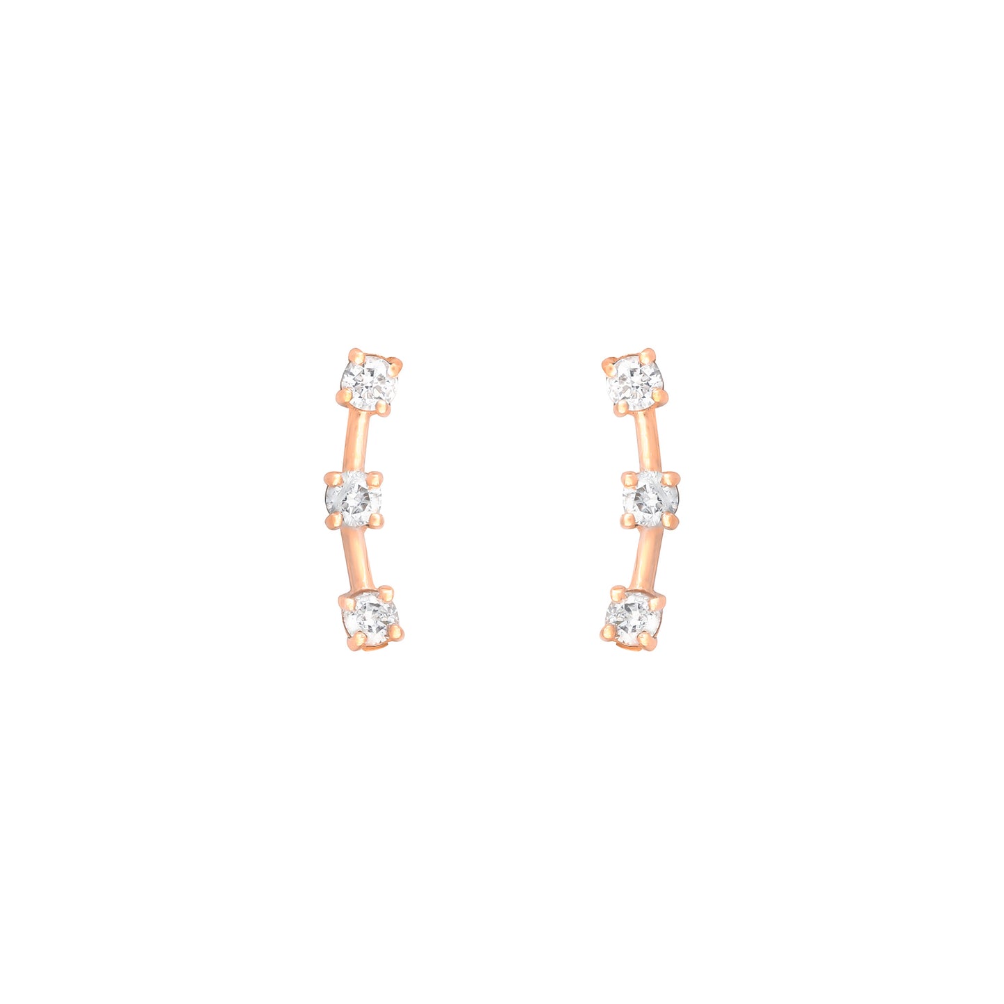 Diamond 3 Stone Climbers in 18K Rose Gold with Diamonds