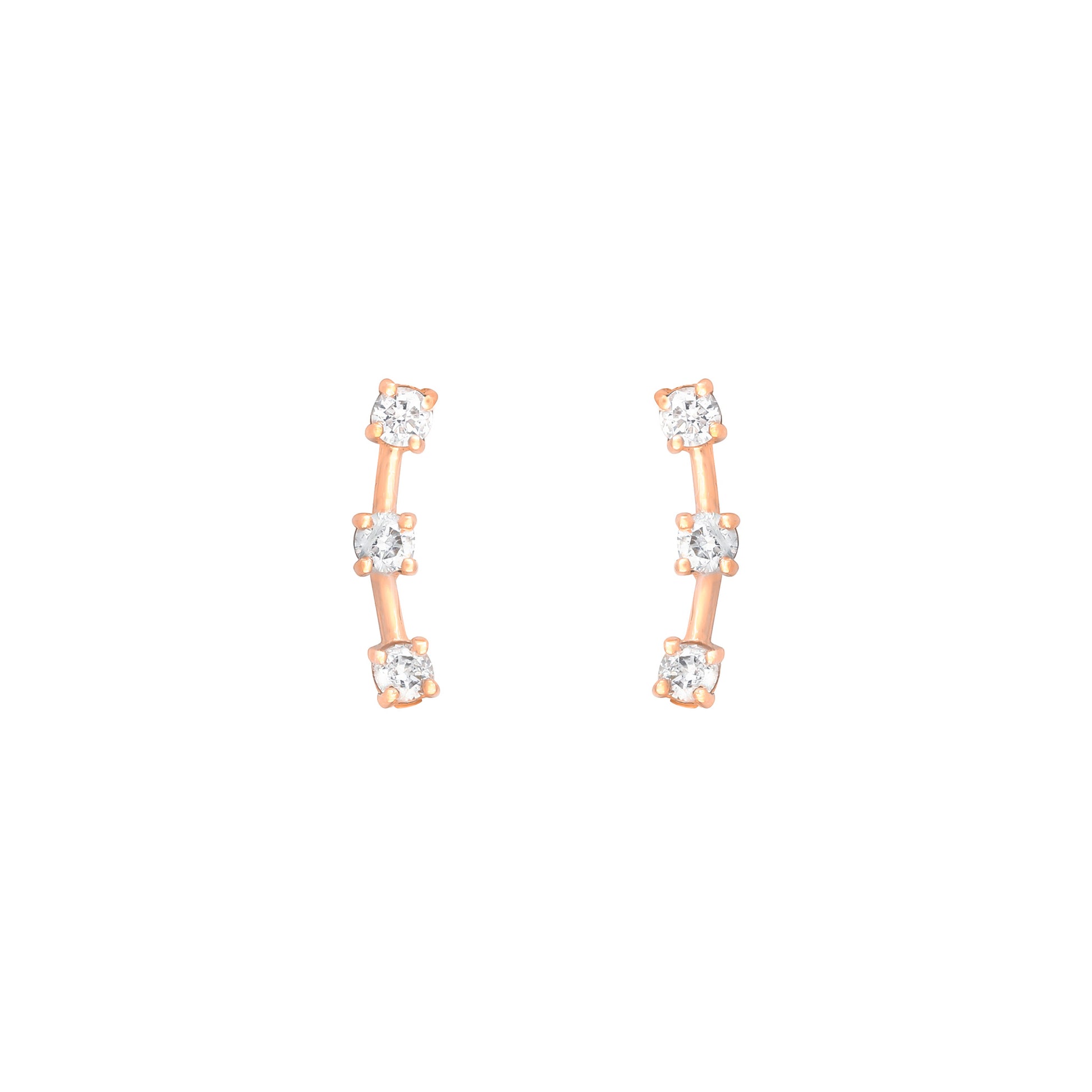 Diamond 3 Stone Climbers in 18K Rose Gold with Diamonds