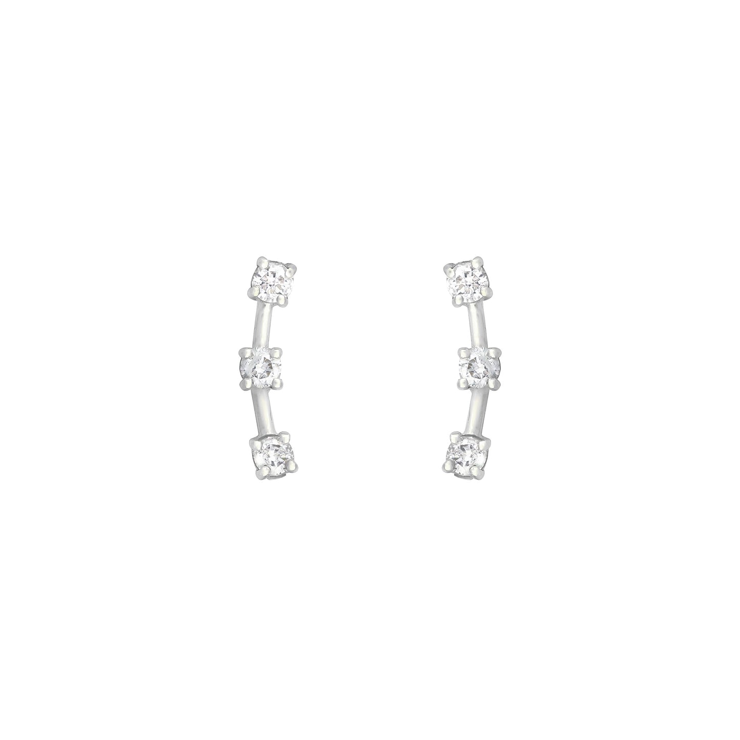 Diamond 3 Stone Climbers in 18K White Gold with Diamonds