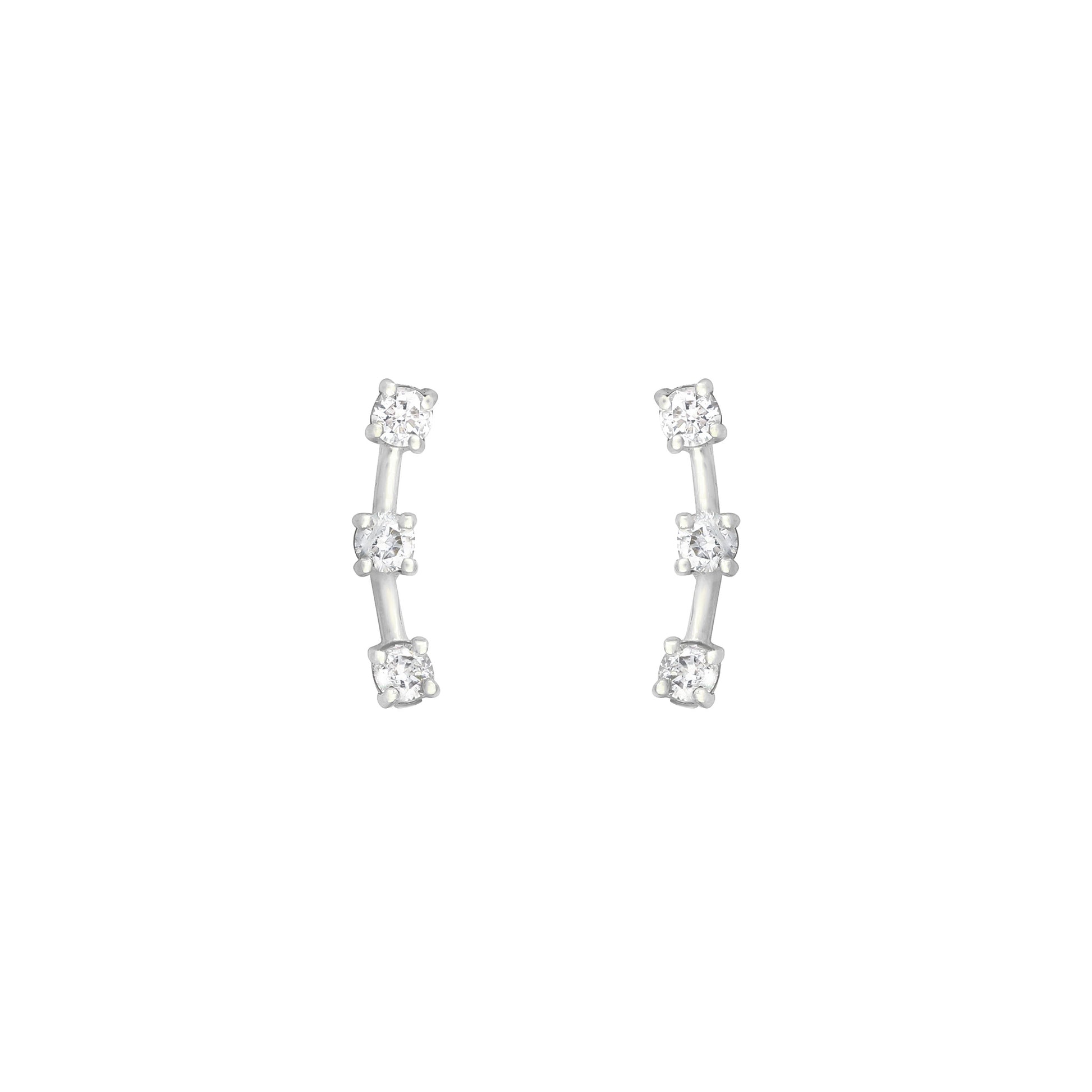 Diamond 3 Stone Climbers in 18K White Gold with Diamonds