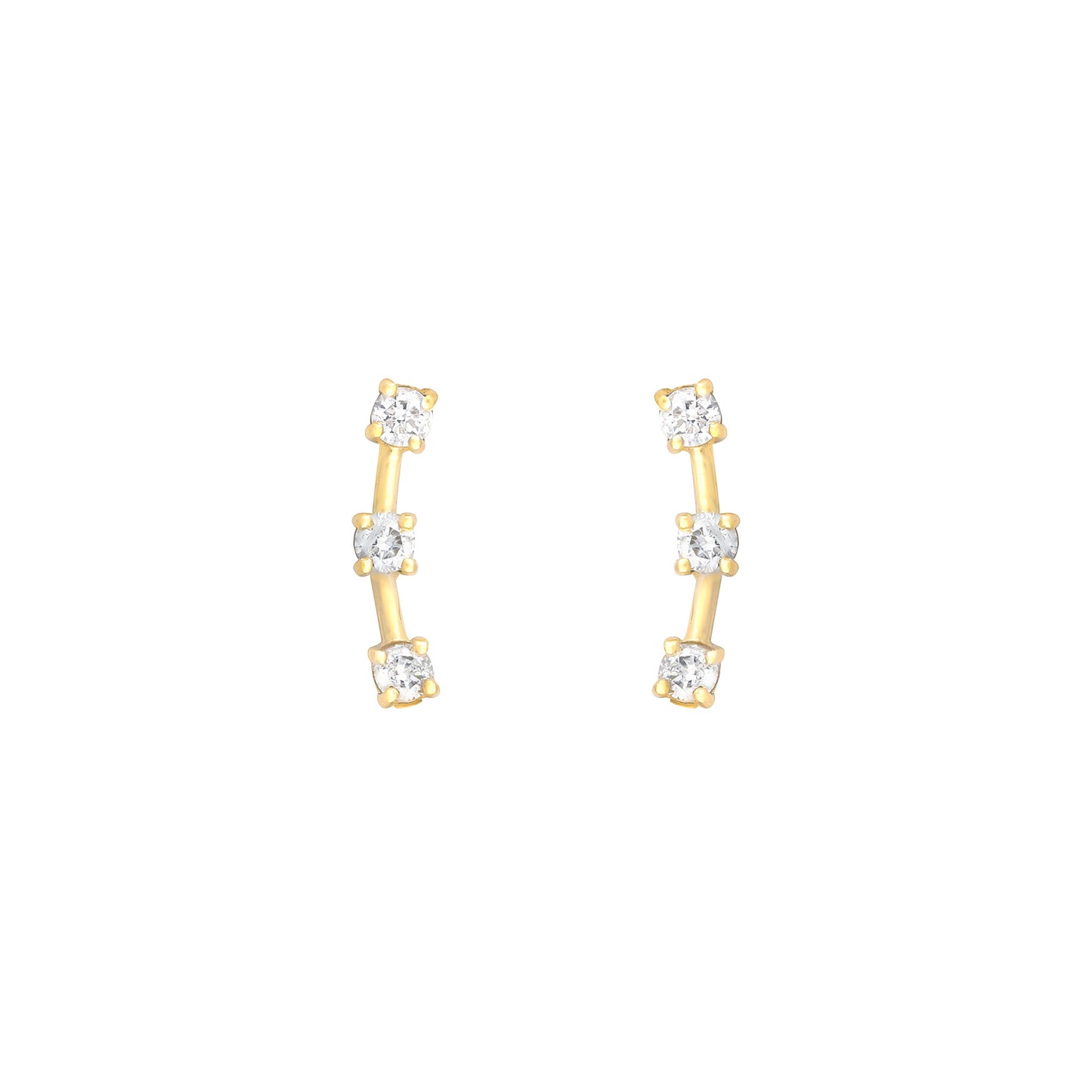 Diamond 3 Stone Climbers in 18K Yellow Gold with Diamonds