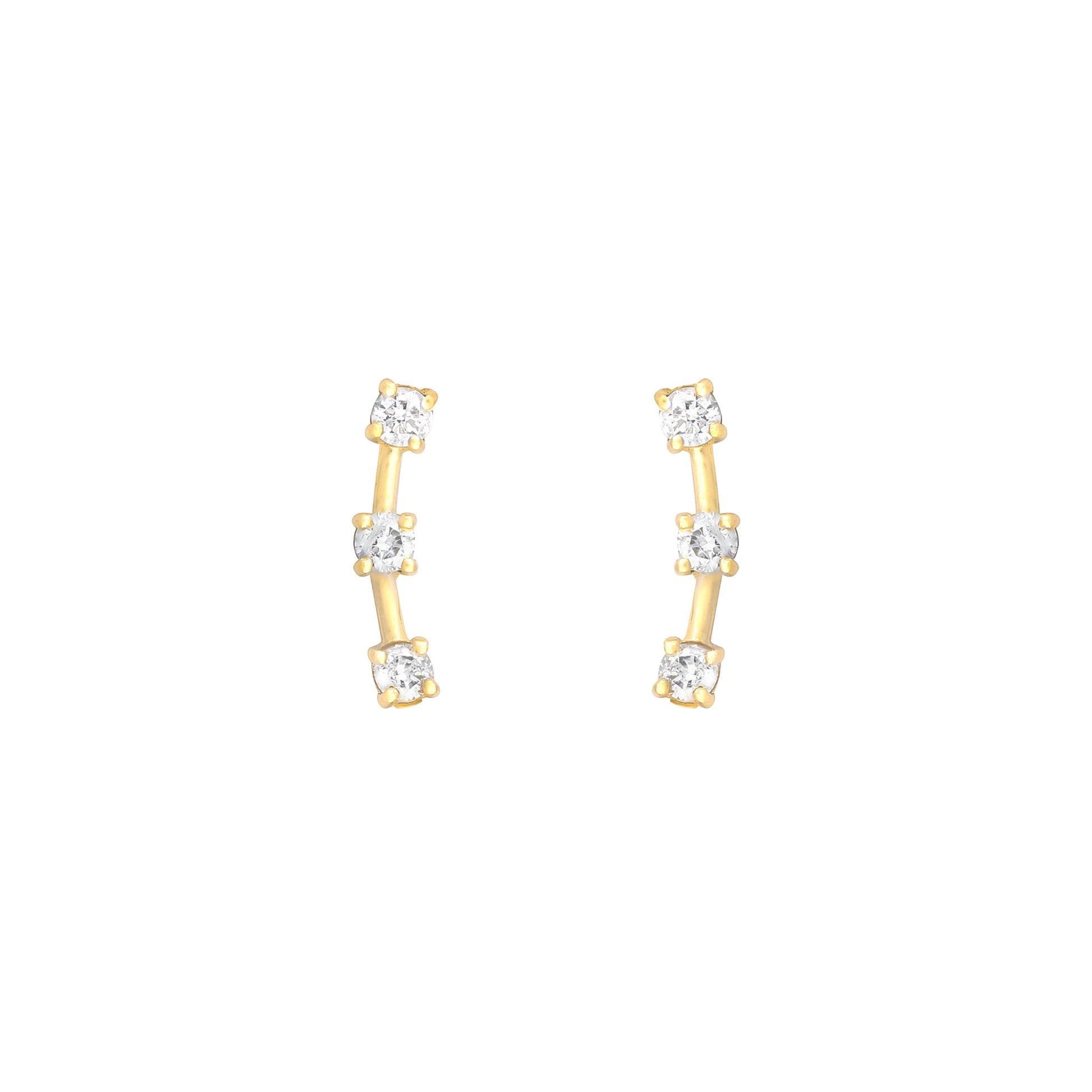 Diamond 3 Stone Climbers in 18K Yellow Gold with Diamonds