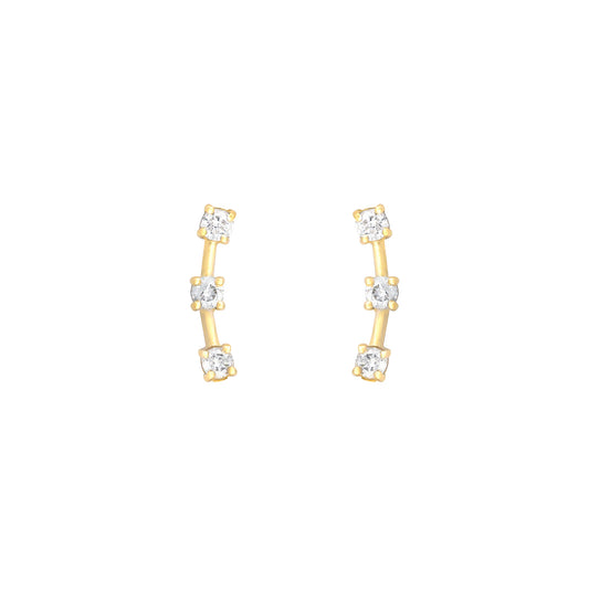 Diamond 3 Stone Climbers in 18K Yellow Gold with Diamonds