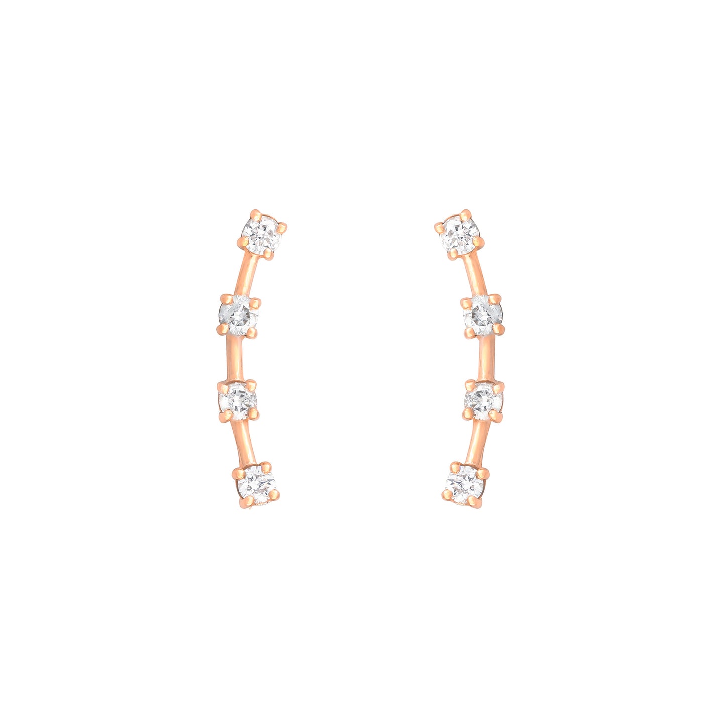 Diamond 4 Stone Climbers in 18K Rose Gold with Diamonds