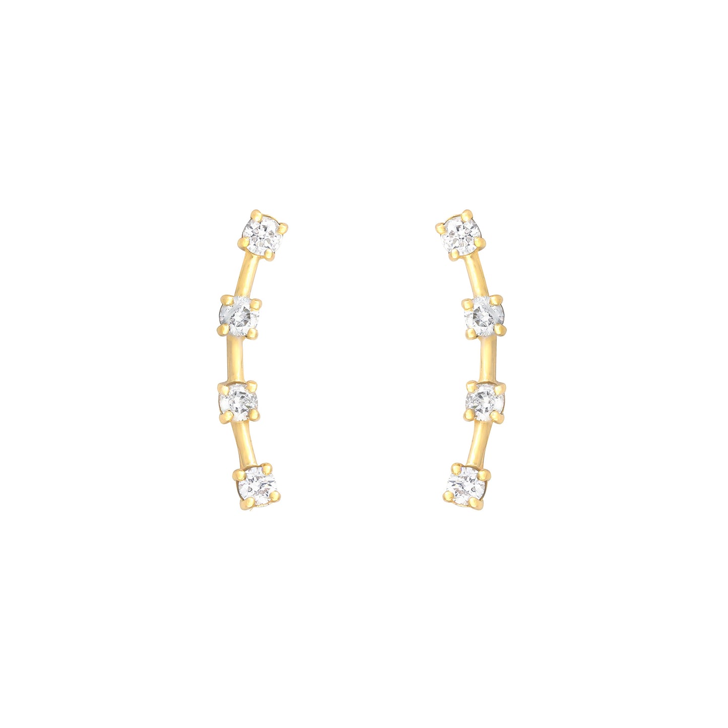 Diamond 4 Stone Climbers in 18K Yellow Gold with Diamonds