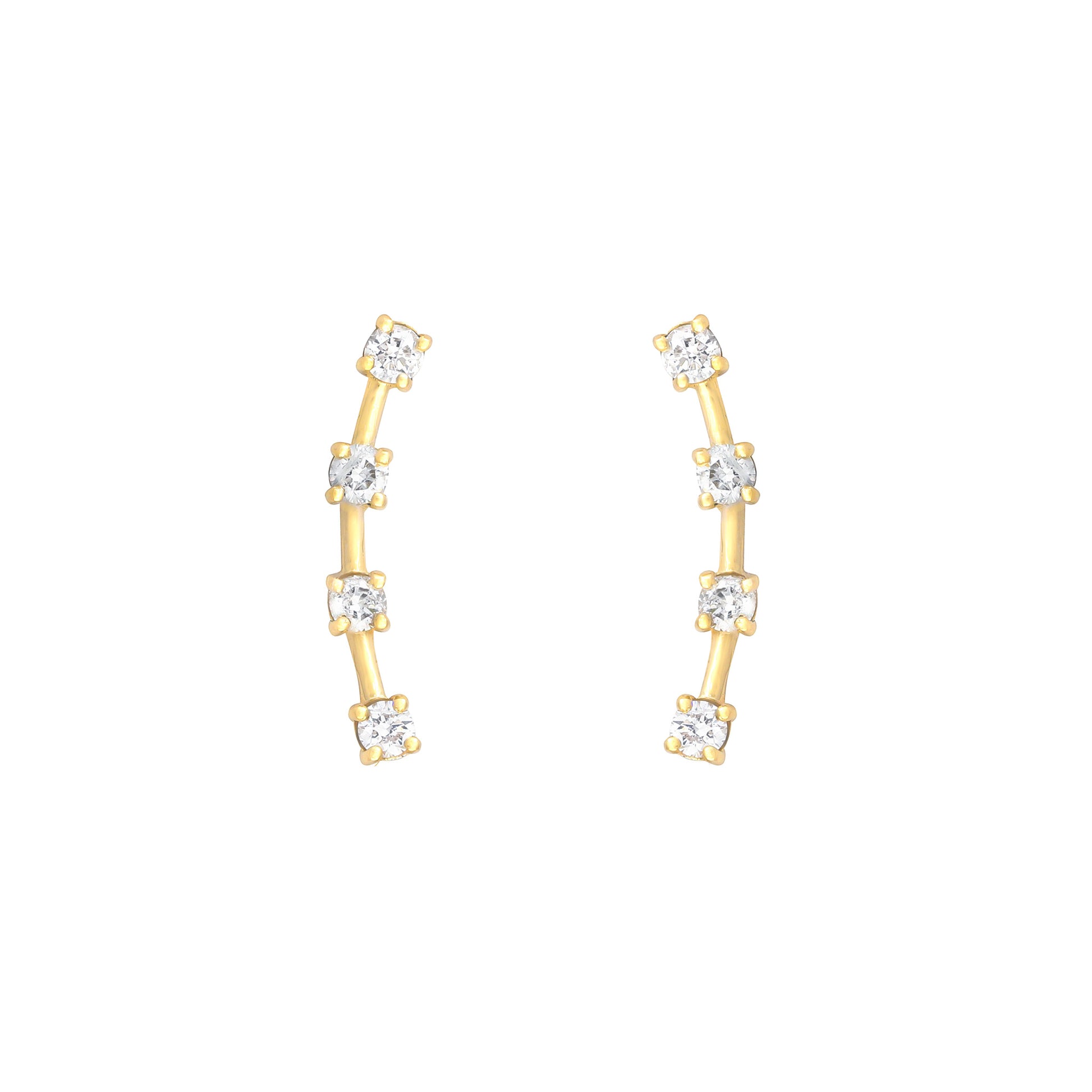 Diamond 4 Stone Climbers in 18K Yellow Gold with Diamonds