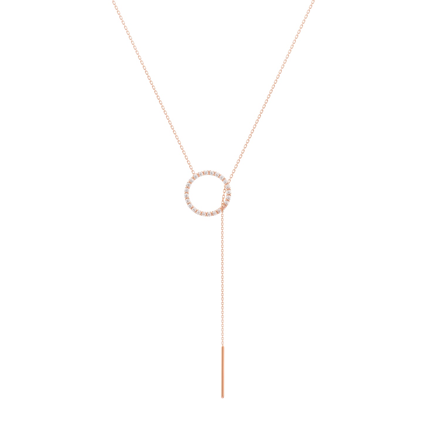 Diamond Lariat Necklace 18k Rose Gold