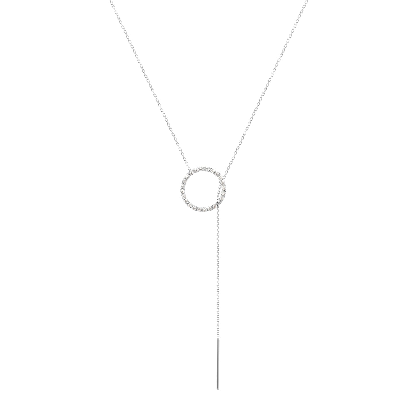 Diamond Lariat Necklace 18k White Gold