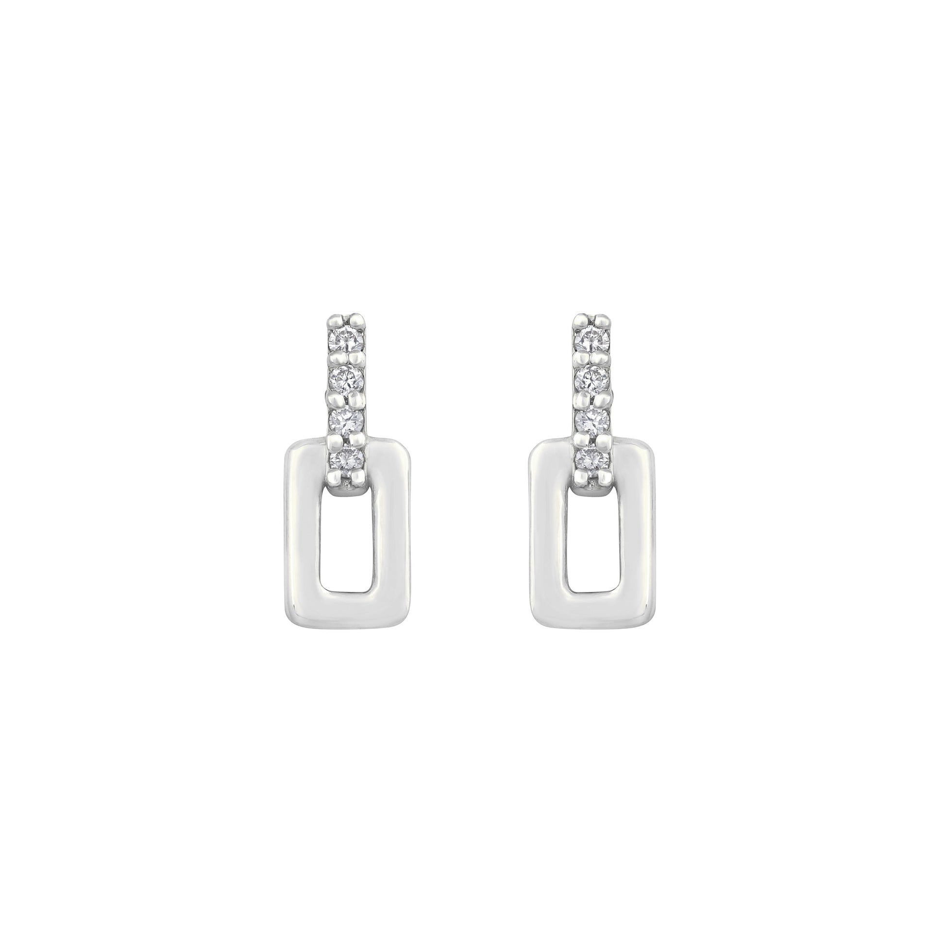 Diamond Link Earrings in 18K White Gold with Diamonds