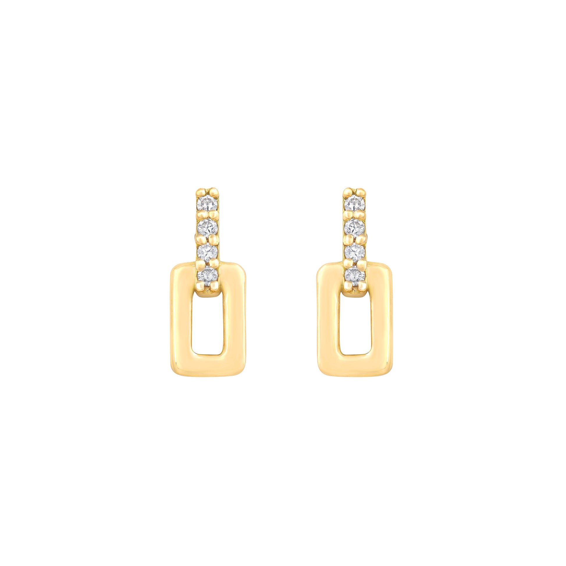 Diamond Link Earrings in 18K Yellow Gold with Diamonds 