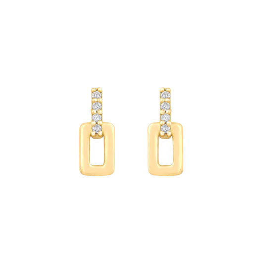 Diamond Link Earrings in 18K Yellow Gold with Diamonds 