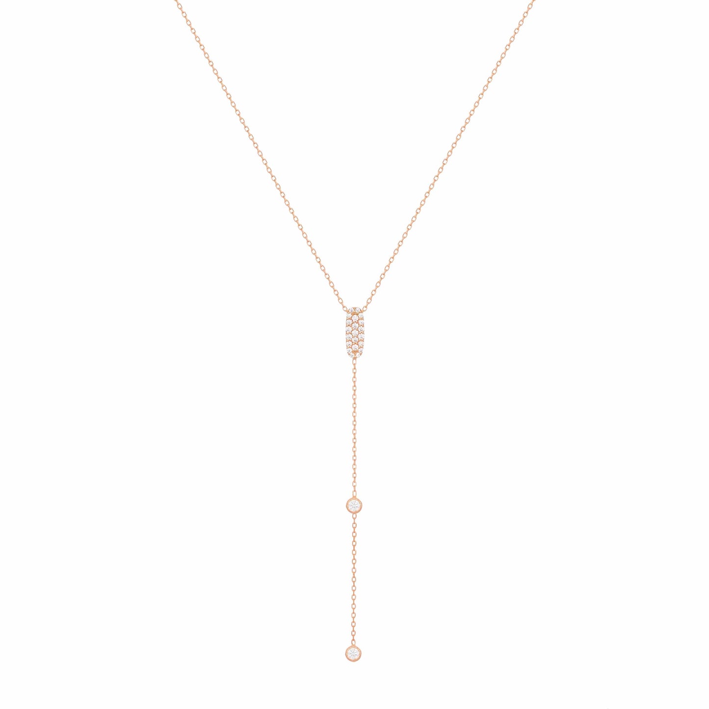 Diamond Necklace with Diamonds Rose Gold Long Necklace