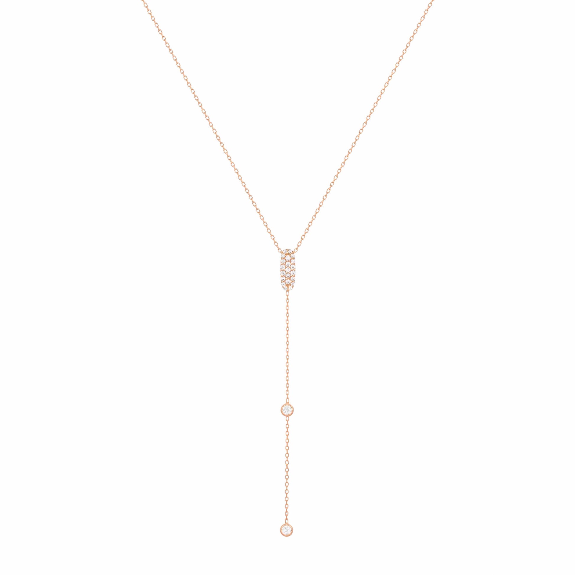 Diamond Necklace with Diamonds Rose Gold Long Necklace