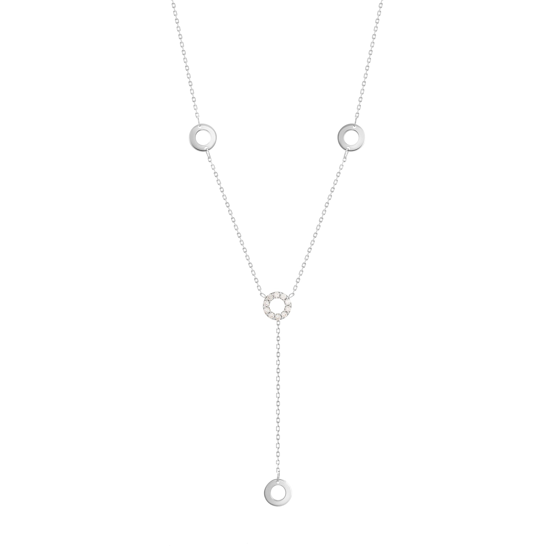 Long Necklace Round Diamond 18k White Gold for Casual and Everyday wear