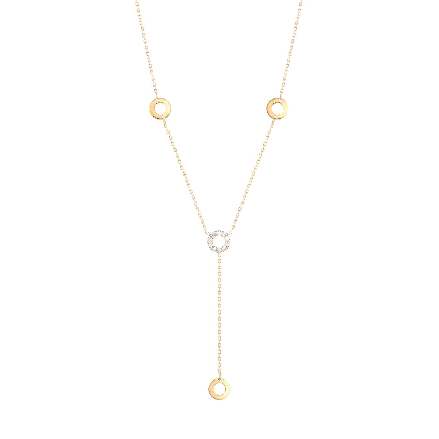 Long Necklace Round Diamond 18k Yellow Gold for Casual and Everyday wear