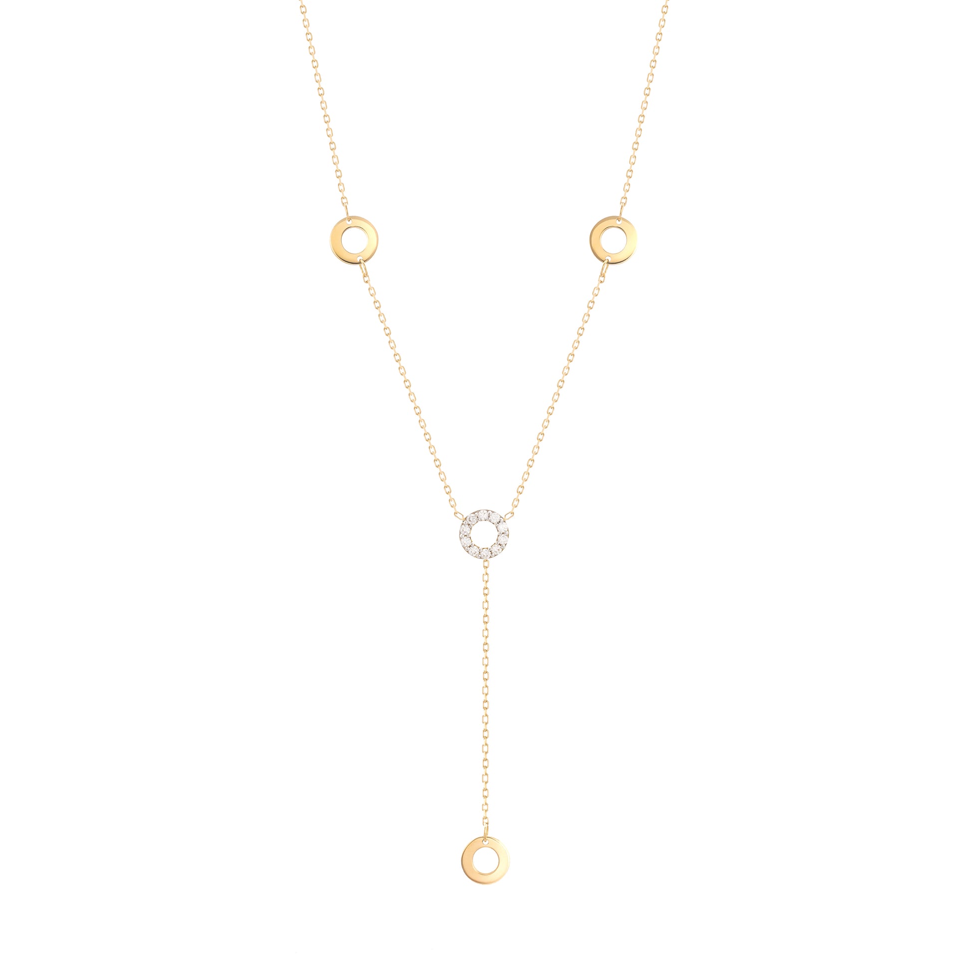 Long Necklace Round Diamond 18k Yellow Gold for Casual and Everyday wear