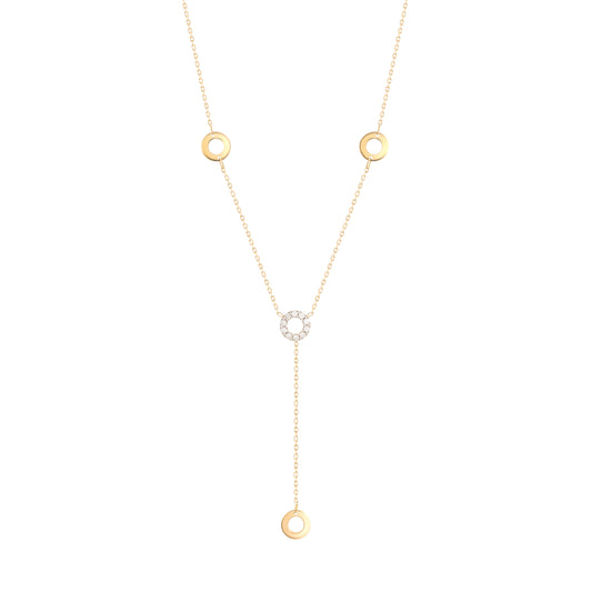 Long Necklace Round Diamond 18k Yellow Gold for Casual and Everyday wear