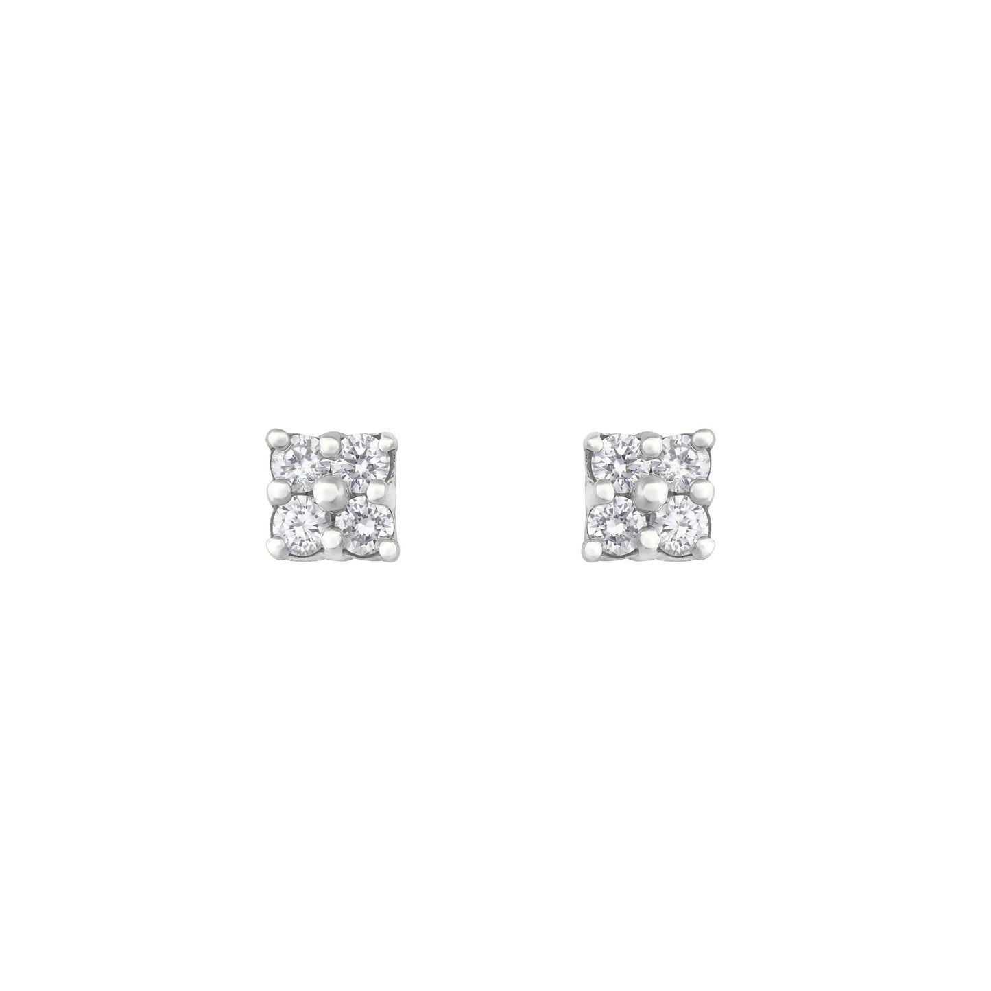 Diamond Square Studs in 18K White Gold with White Diamonds