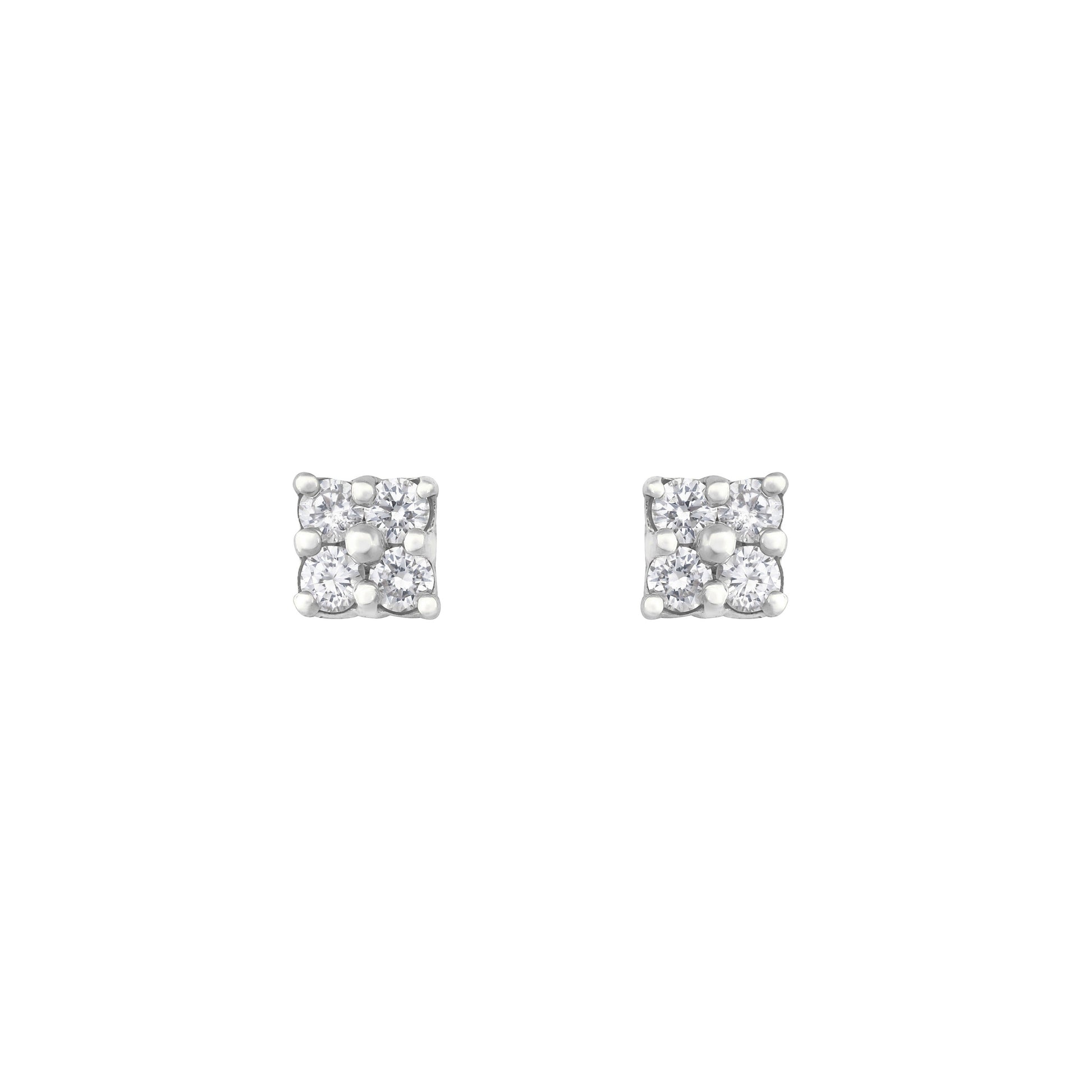 Diamond Square Studs in 18K White Gold with White Diamonds