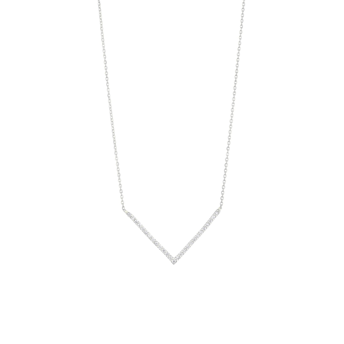 Diamond V Necklace in 18K White Gold with Diamonds