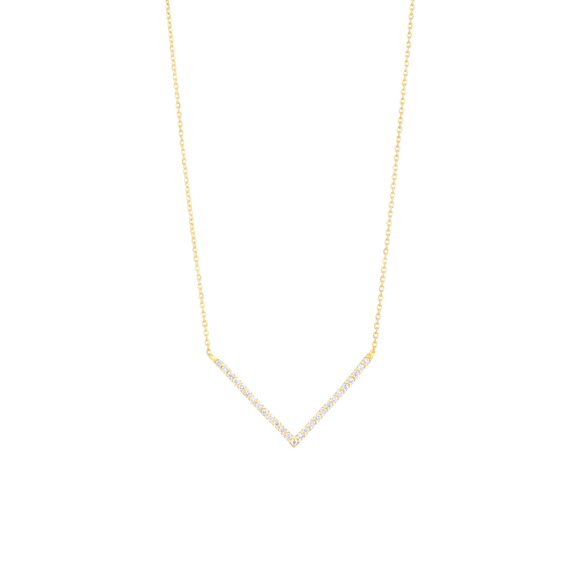 Diamond V Necklace in 18K Yellow Gold with Diamonds