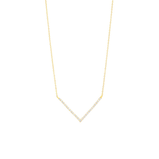 Diamond V Necklace in 18K Yellow Gold with Diamonds