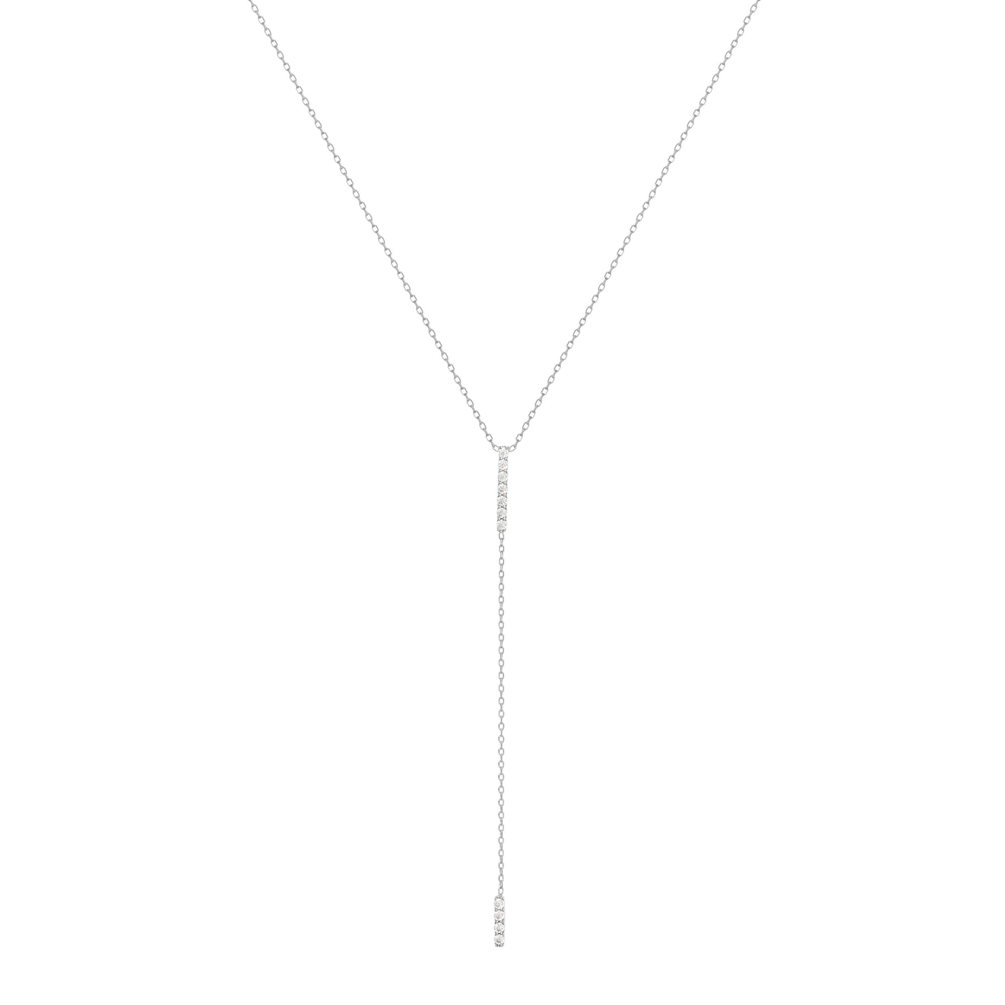 Double Bar Diamond Necklace in 18K White Gold with Diamonds