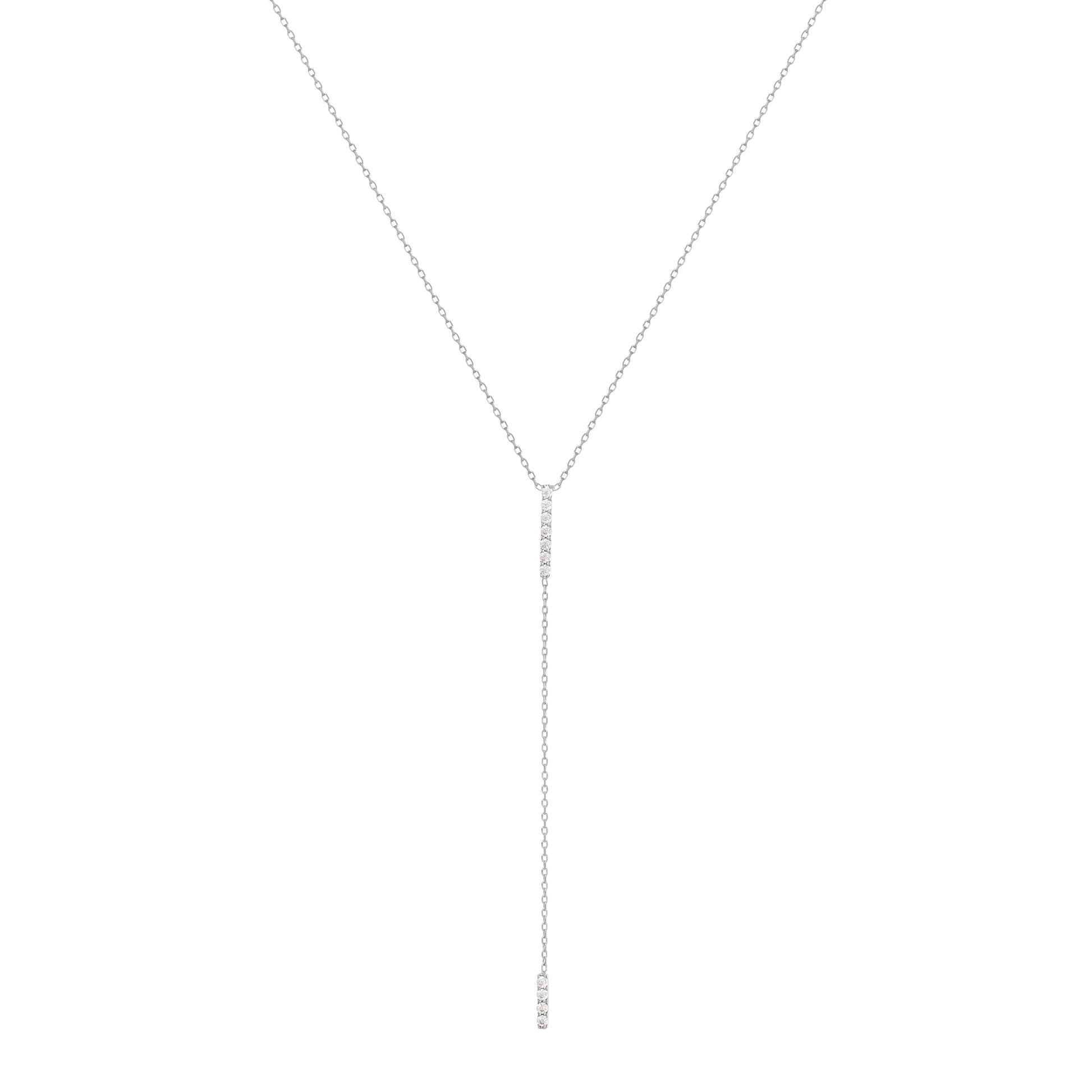 Double Bar Diamond Necklace in 18K White Gold with Diamonds