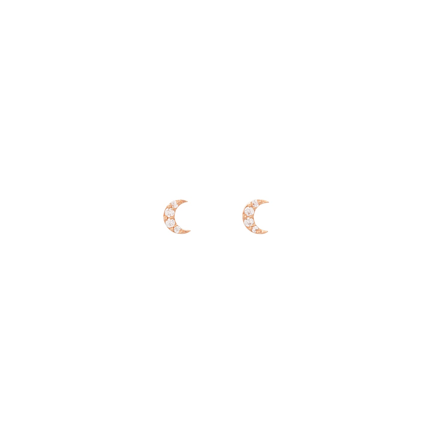 Half Moon Diamond Studs in 18k Rose Gold