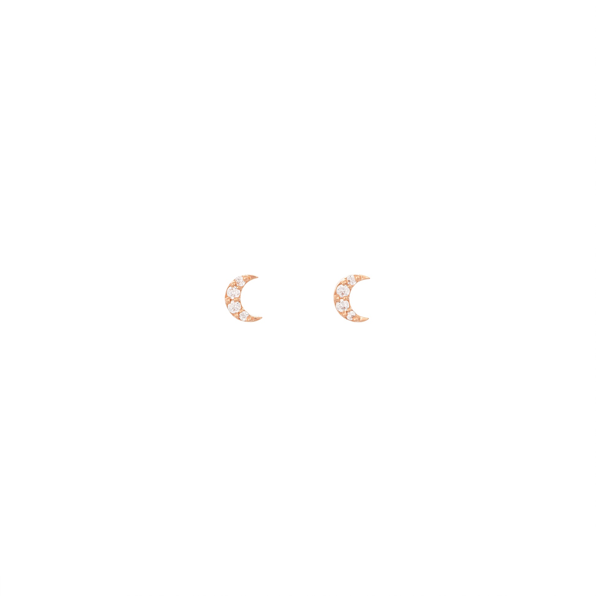 Half Moon Diamond Studs in 18k Rose Gold