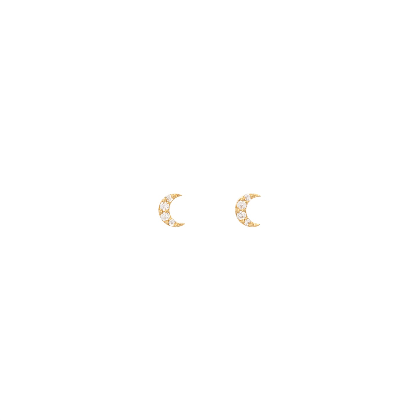 Half Moon Diamond Studs in 18k Yellow Gold