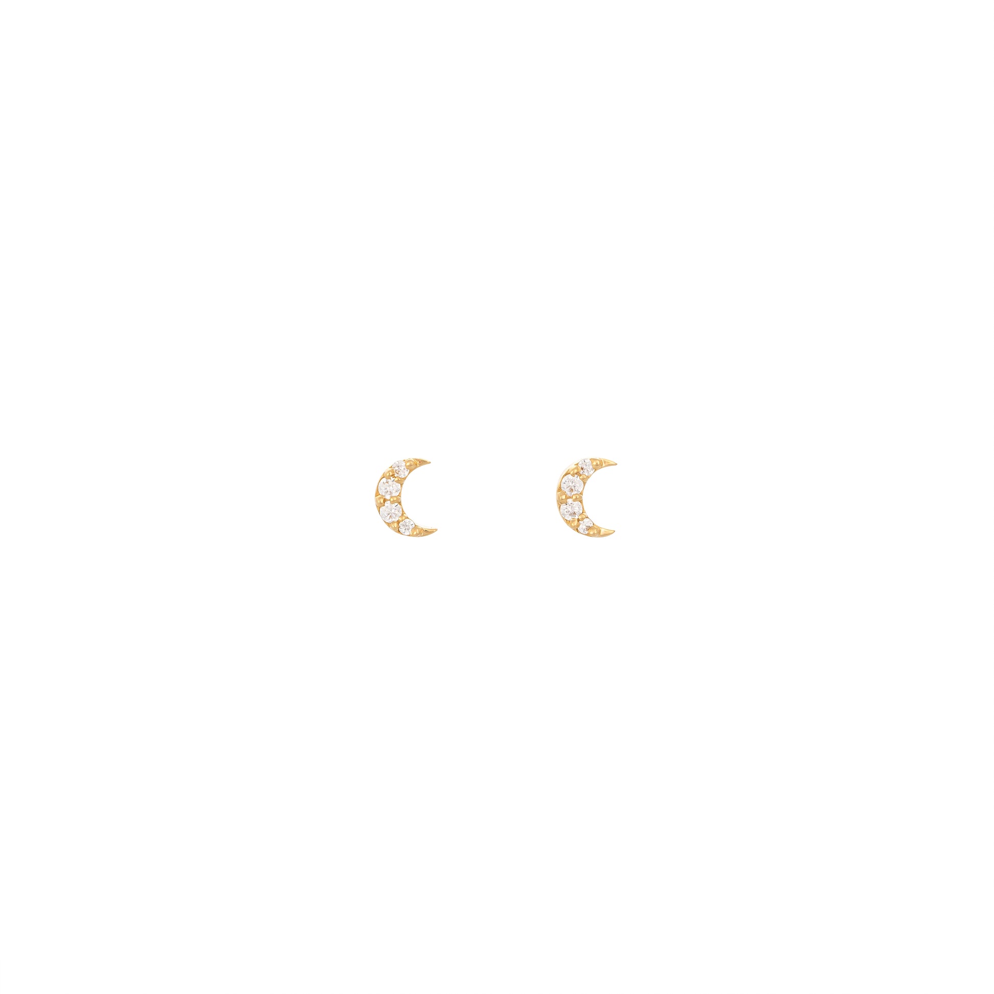 Half Moon Diamond Studs in 18k Yellow Gold