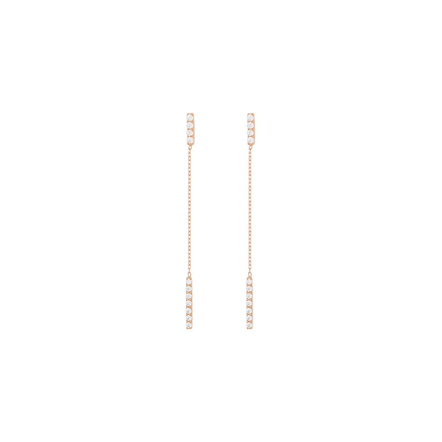 Hanging Bar Earrings Rose Gold with diamonds