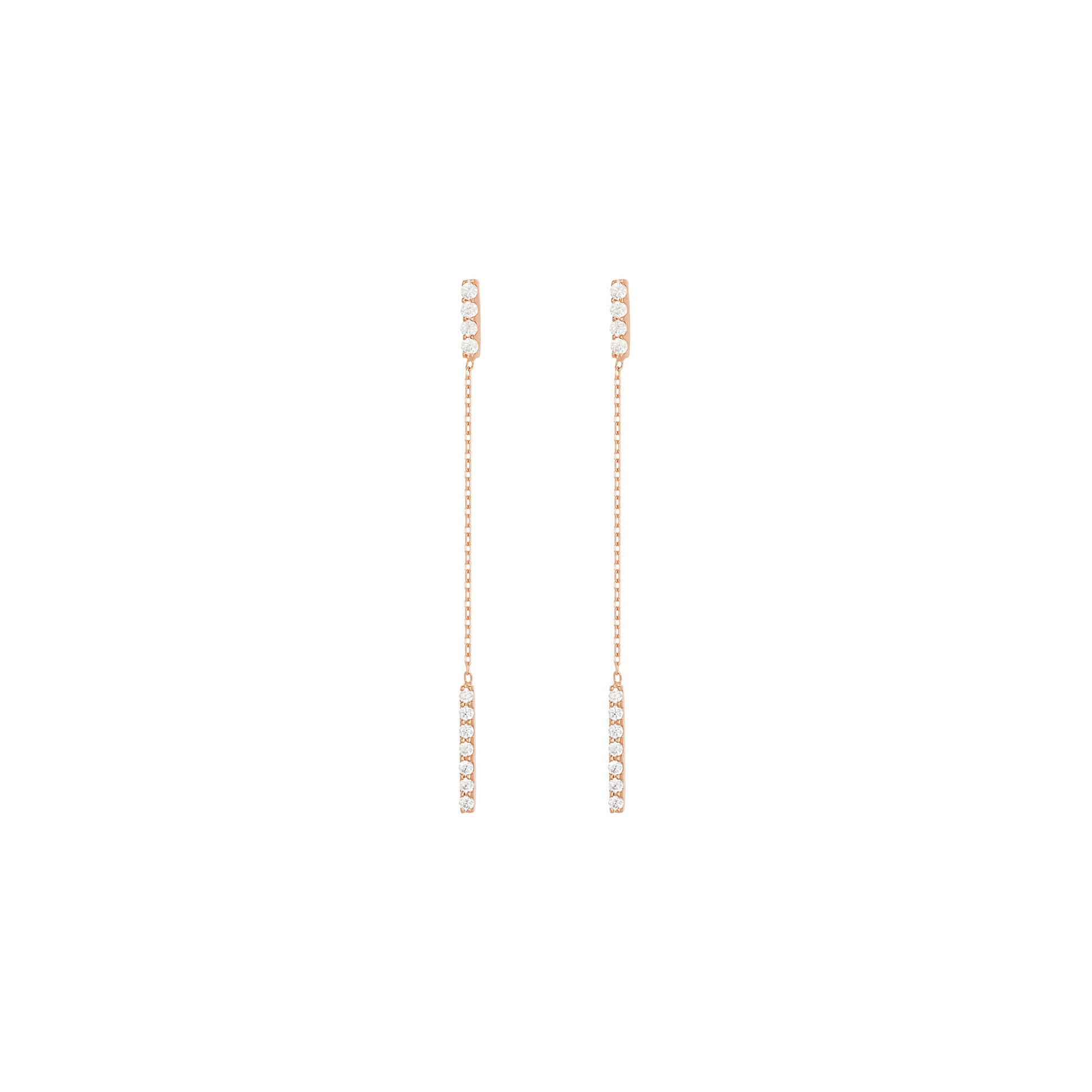 Hanging Bar Earrings Rose Gold with diamonds