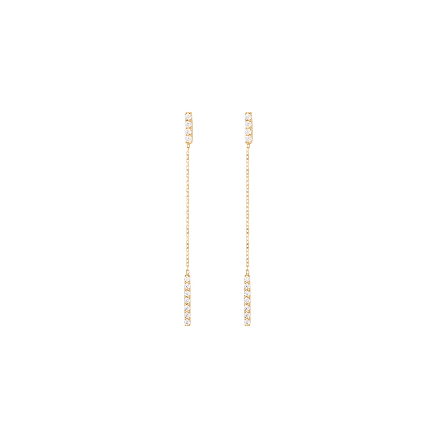 Hanging Bar Earrings Yellow Gold with diamonds