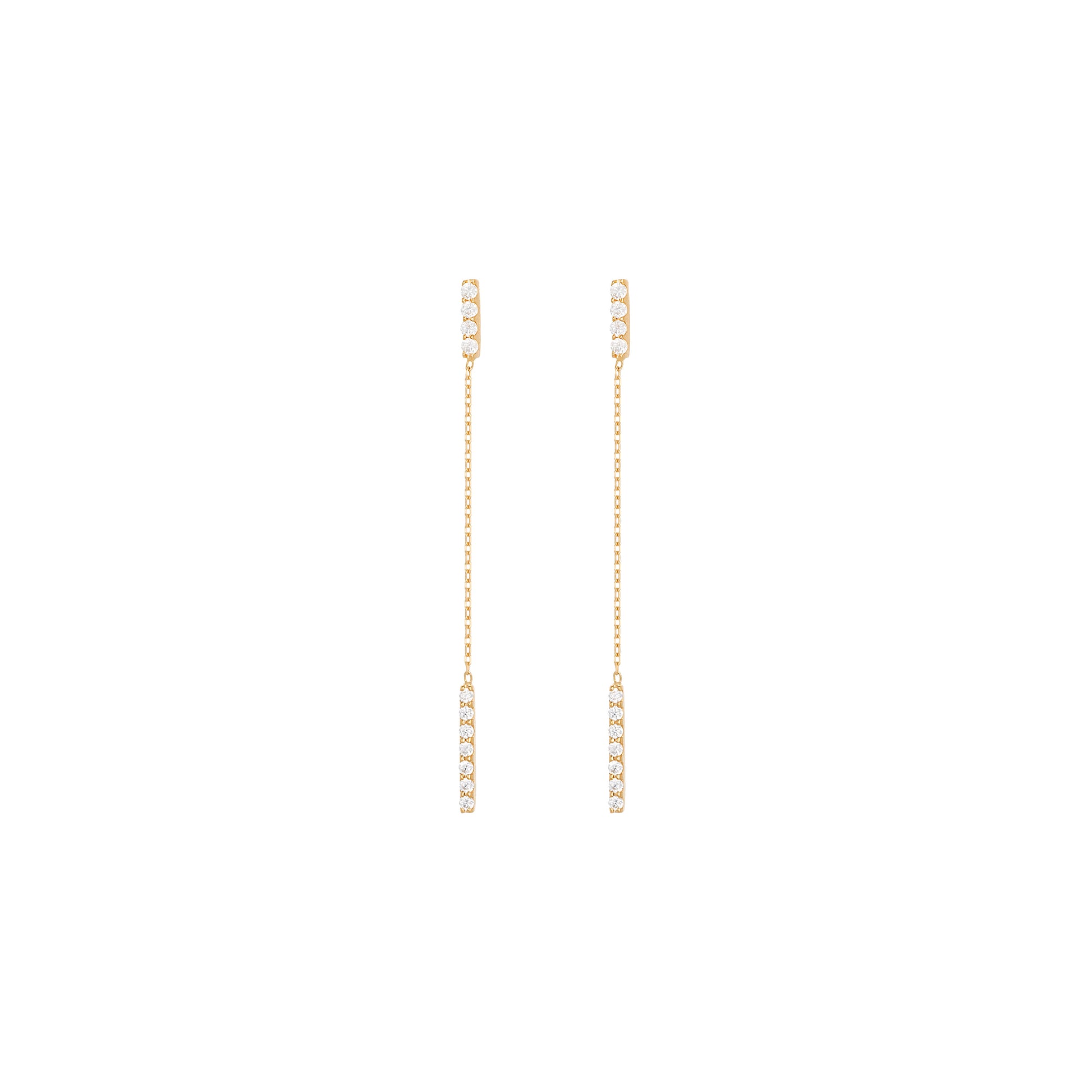 Hanging Bar Earrings Yellow Gold with diamonds