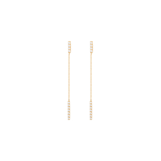 Hanging Bar Earrings Yellow Gold with diamonds