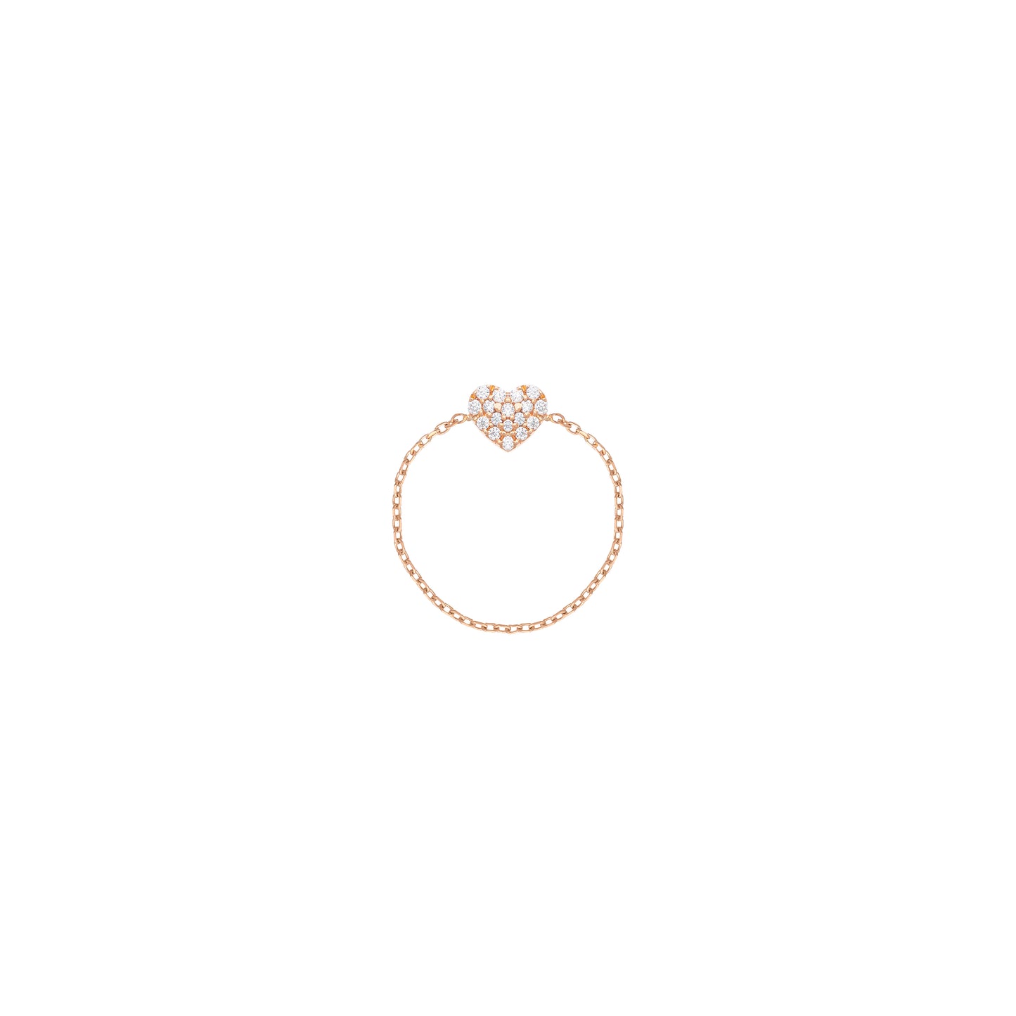 Heart Chain Ring in 18k Rose Gold