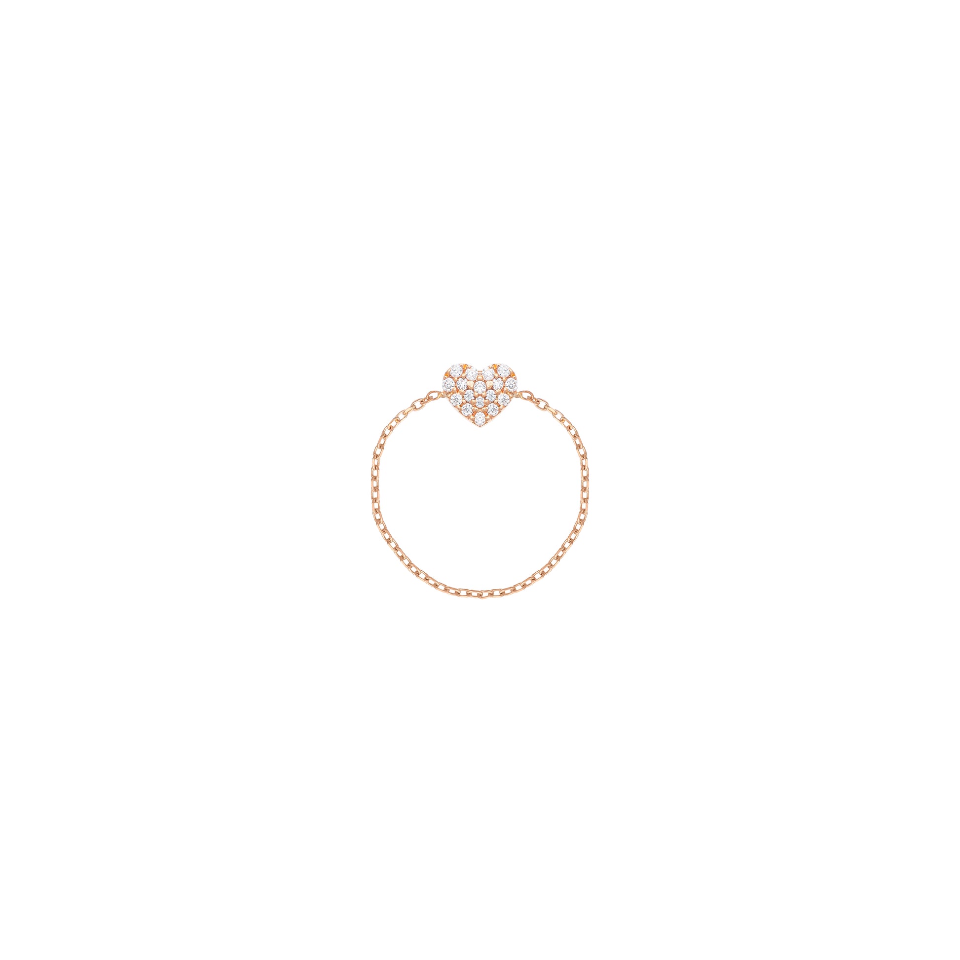 Heart Chain Ring in 18k Rose Gold